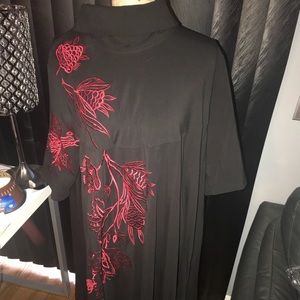 Eloquii dress black w/red embroidery size 20W